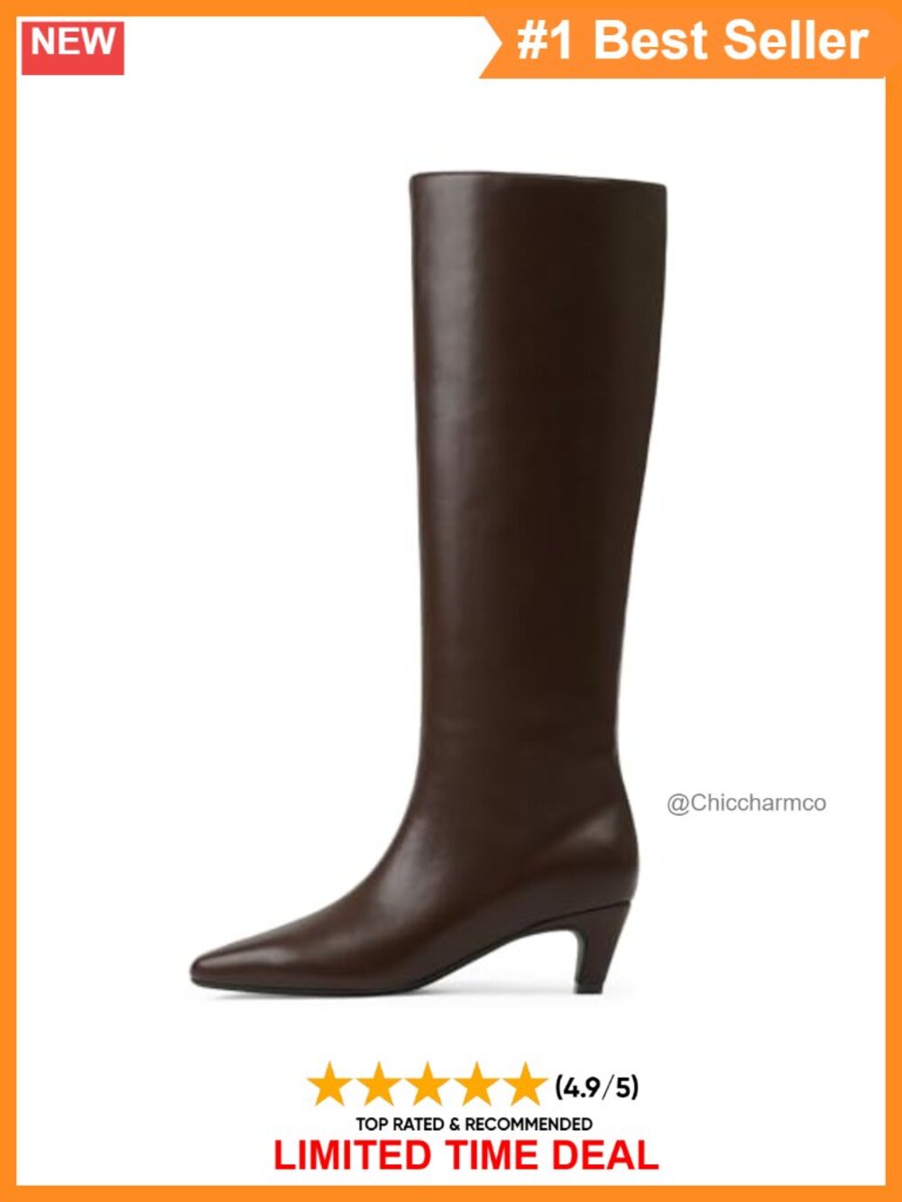 PU Leather Knee High Boots Square Toe Kitten Heel Tall Boots
